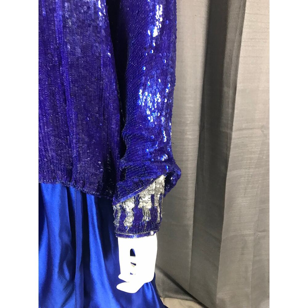Vintage Judith Lieber Creations Blue and Silver Sequined Blouse Sz M - Picture 6 of 8